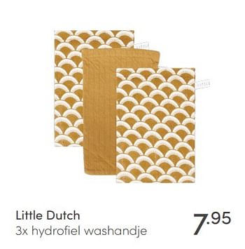 Promoties Little dutch 3x hydrofiel washandje - Little Dutch - Geldig van 03/01/2021 tot 09/01/2021 bij Baby & Tiener Megastore