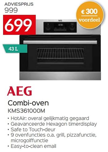 Promoties Aeg combi-oven kms361000m - AEG - Geldig van 04/01/2021 tot 31/01/2021 bij Selexion