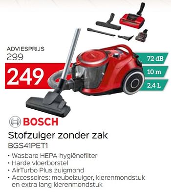 Promotions Bosch stofzuiger zonder zak bgs41pet1 - Bosch - Valide de 04/01/2021 à 31/01/2021 chez Selexion