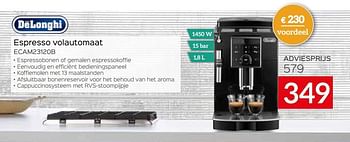 Promoties Delonghi espresso volautomaat ecam23120b - Delonghi - Geldig van 04/01/2021 tot 31/01/2021 bij Selexion