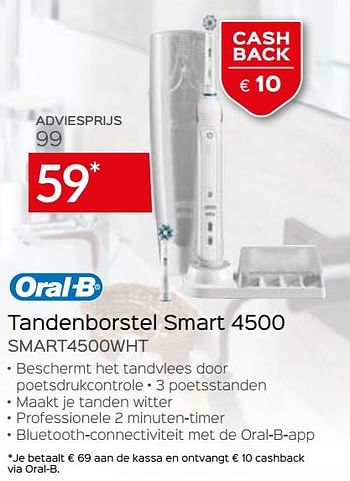 Promoties Oral-b tandenborstel smart 4500 smart4500wht - Oral-B - Geldig van 04/01/2021 tot 31/01/2021 bij Selexion
