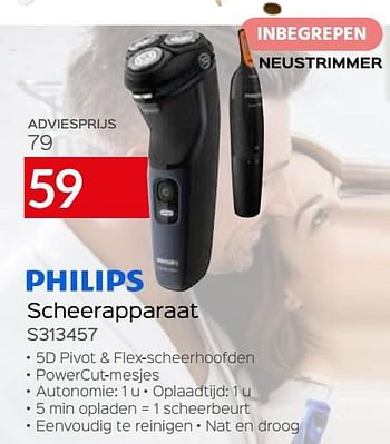 Promoties Philips scheerapparaat s313457 - Philips - Geldig van 04/01/2021 tot 31/01/2021 bij Selexion