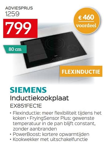 Promoties Siemens inductiekookplaat ex851fec1e - Siemens - Geldig van 04/01/2021 tot 31/01/2021 bij Selexion