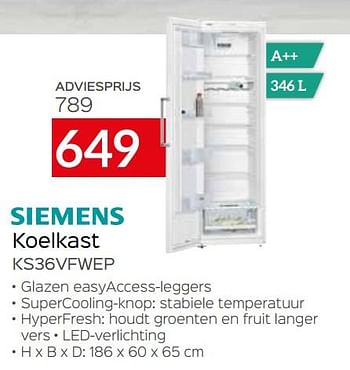 Promoties Siemens koelkast ks36vfwep - Siemens - Geldig van 04/01/2021 tot 31/01/2021 bij Selexion