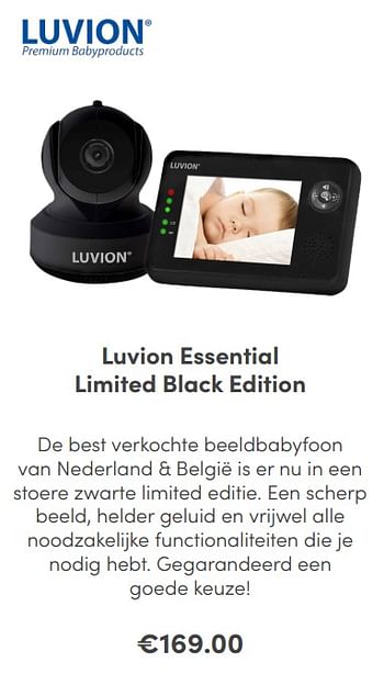 Promoties Limited black edition beeldbabyfoon - Luvion - Geldig van 03/01/2021 tot 09/01/2021 bij Baby & Tiener Megastore