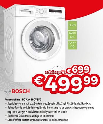 Promoties Bosch wasmachine - bowan280v8fg - Bosch - Geldig van 04/01/2021 tot 31/01/2021 bij Exellent