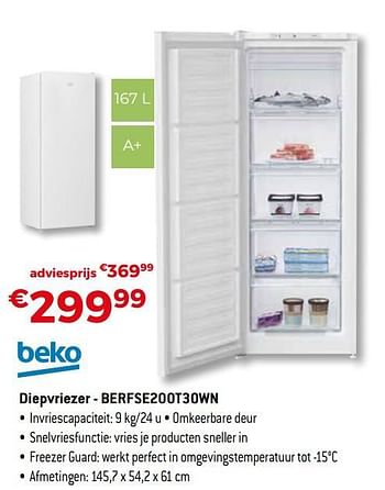 Promoties Beko diepvriezer - berfse200t30wn - Beko - Geldig van 04/01/2021 tot 31/01/2021 bij Exellent