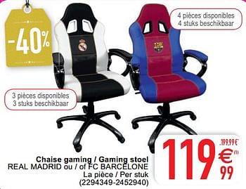 Promotion Cora Chaise Gaming Gaming Stoel Real Madrid Ou Of Fc Barcelone Produit Maison Cora Meubles Valide Jusqua 4 Promobutler