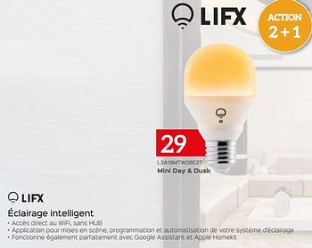 Promoties Lifx éclairage intelligent l3a19mtw08e27 mini day + dusk - Lifx - Geldig van 04/01/2021 tot 31/01/2021 bij Selexion
