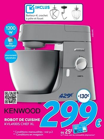 Promotions Kenwood robot de cuisine kvl4100s chef xl - Kenwood - Valide de 03/01/2021 à 31/01/2021 chez Krefel