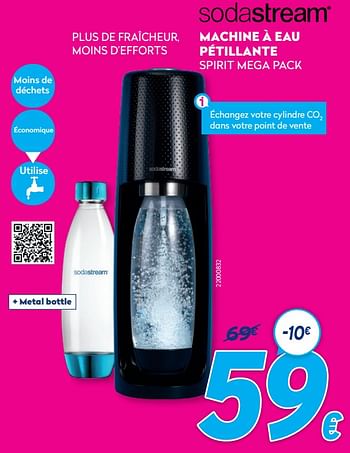 Promotions Machine à eau pétillante spirit mega pack - Sodastream - Valide de 03/01/2021 à 31/01/2021 chez Krefel