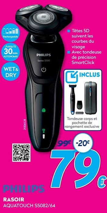 Promotions Philips rasoir aquatouch s5082-64 - Philips - Valide de 03/01/2021 à 31/01/2021 chez Krefel