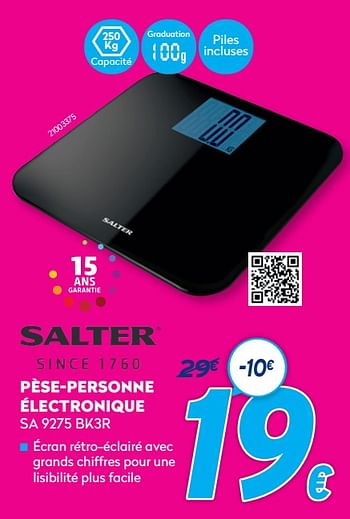 Promotions Salter pèse-personne électronique sa 9275 bk3r - Salter - Valide de 03/01/2021 à 31/01/2021 chez Krefel