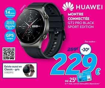 Promoties Huawei montre connectée watch gt2 pro sport edition - Huawei - Geldig van 03/01/2021 tot 31/01/2021 bij Krefel