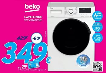 Promotions Beko lave-linge wtv8140csb1 - Beko - Valide de 03/01/2021 à 31/01/2021 chez Krefel