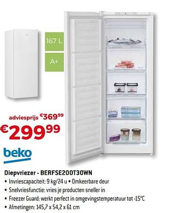 Promotions Beko diepvriezer - berfse200t30wn - Beko - Valide de 04/01/2021 à 31/01/2021 chez Exellent