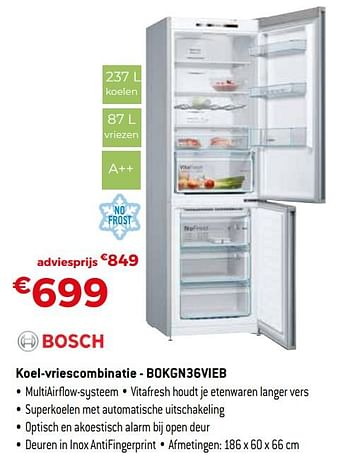 Promoties Bosch koel-vriescombinatie - bokgn36vieb - Bosch - Geldig van 04/01/2021 tot 31/01/2021 bij Exellent