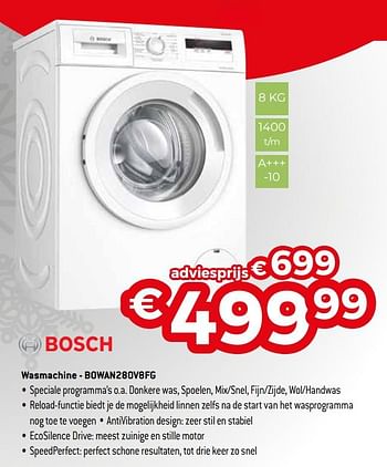 Promoties Bosch wasmachine - bowan280v8fg - Bosch - Geldig van 04/01/2021 tot 31/01/2021 bij Exellent
