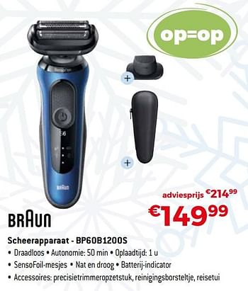 Promoties Braun scheerapparaat - bp60b1200s - Braun - Geldig van 04/01/2021 tot 31/01/2021 bij Exellent