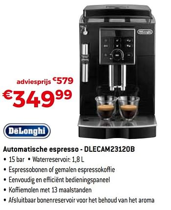 Promoties Delonghi automatische espresso - dlecam23120b - Delonghi - Geldig van 04/01/2021 tot 31/01/2021 bij Exellent