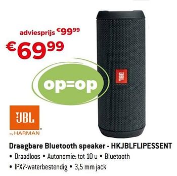Promoties Jbl draagbare bluetooth speaker - hkjblflipessent - JBL - Geldig van 04/01/2021 tot 31/01/2021 bij Exellent