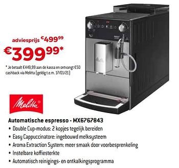 Promoties Melitta automatische espresso - mx6767843 - Melitta - Geldig van 04/01/2021 tot 31/01/2021 bij Exellent