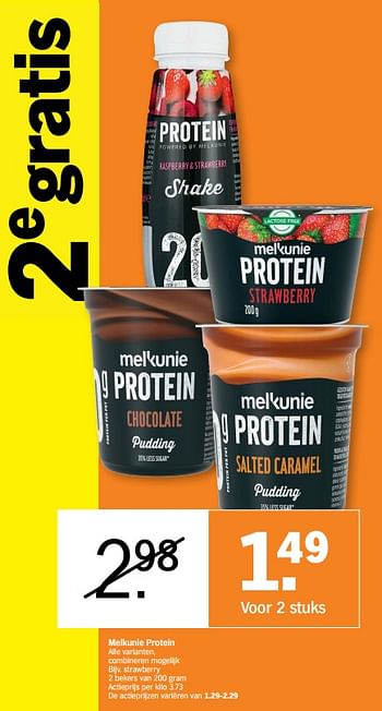 Promotions Melkunie protein strawberry - Melkunie - Valide de 04/01/2021 à 10/01/2021 chez Albert Heijn