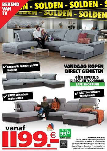 Promoties Hoeksalon malaga - Huismerk - Seats and Sofas - Geldig van 04/01/2021 tot 17/01/2021 bij Seats and Sofas