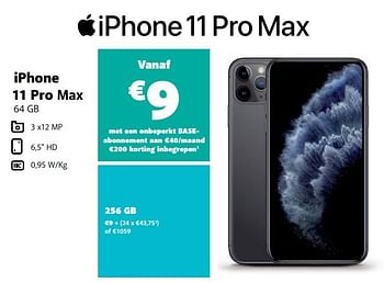 Promoties Apple iphone 11 pro max 256 gb - Apple - Geldig van 03/01/2021 tot 05/02/2021 bij Base