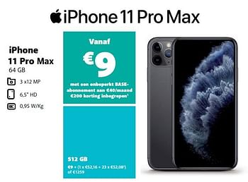 Promoties Apple iphone 11 pro max 512 gb - Apple - Geldig van 03/01/2021 tot 05/02/2021 bij Base