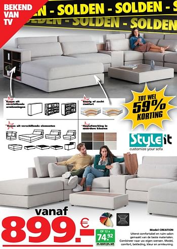 Promoties Model creation - Huismerk - Seats and Sofas - Geldig van 04/01/2021 tot 17/01/2021 bij Seats and Sofas