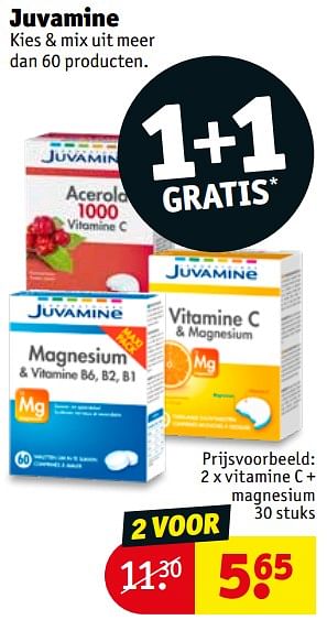Promoties Vitamine c + magnesium - Juvamine - Geldig van 05/01/2021 tot 17/01/2021 bij Kruidvat