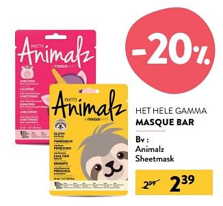 Promoties Animalz sheetmask - Masque B.A.R - Geldig van 06/01/2021 tot 26/01/2021 bij DI