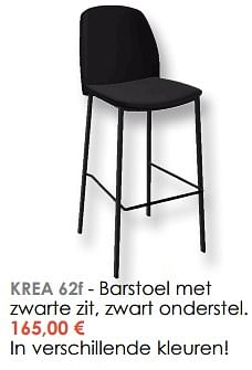Promoties Barstoel met zwarte zit, zwart onderstel - Huismerk - Krea - Colifac - Geldig van 04/01/2021 tot 14/02/2021 bij Krea-Colifac