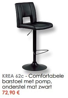 Promoties Comfortabele barstoel met pomp, onderstel mat zwart - Huismerk - Krea - Colifac - Geldig van 04/01/2021 tot 14/02/2021 bij Krea-Colifac