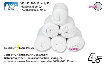 Promoties Jersey of badstof hoeslaken - Huismerk - Jysk - Geldig van 04/01/2021 tot 17/01/2021 bij Jysk