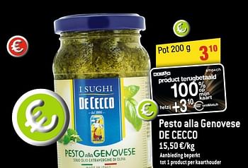 Promotions Pesto alla genovese de cecco - De Cecco - Valide de 06/01/2021 à 12/04/2021 chez Smatch