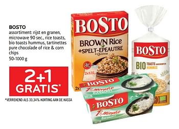 Promoties 2+1 gratis bosto assortiment: rijst en granen - Bosto - Geldig van 13/01/2021 tot 26/01/2021 bij Alvo