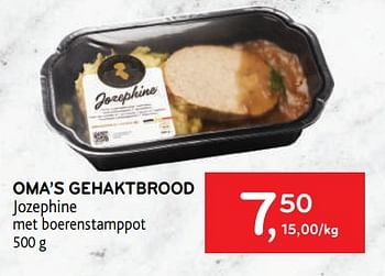Promoties Oma`s gehaktbrood jozephine met boerenstamppot - Jozephine - Geldig van 13/01/2021 tot 26/01/2021 bij Alvo