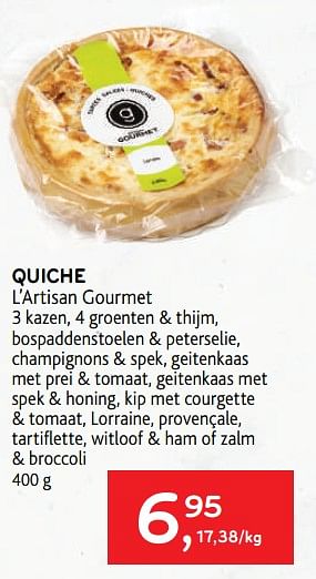 Promoties Quiche l`artisan gourmet - L`Artisan Gourmet - Geldig van 13/01/2021 tot 26/01/2021 bij Alvo
