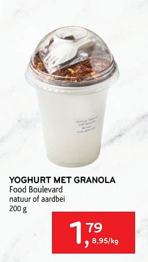 Promoties Yoghurt met granola food boulevard natuur of aardbei - Food Boulevard - Geldig van 13/01/2021 tot 26/01/2021 bij Alvo