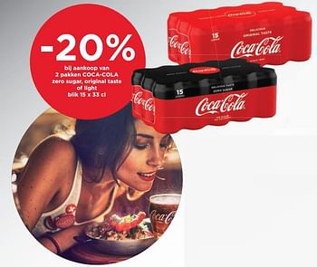 Promoties -20% bij aankoop van 2 pakken coca-cola zero sugar, original taste of light - Coca Cola - Geldig van 13/01/2021 tot 26/01/2021 bij Alvo