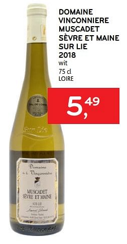 Promoties Domaine vinconniere muscadet sèvre et maine sur lie 2018 wit - Witte wijnen - Geldig van 13/01/2021 tot 26/01/2021 bij Alvo