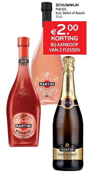 Promoties Schuimwijn martini brut, bellini of rossini - Martini - Geldig van 13/01/2021 tot 26/01/2021 bij Alvo