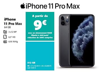 Promotions Apple iphone 11 pro max 512 gb - Apple - Valide de 03/01/2021 à 05/02/2021 chez Base