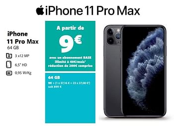 Promotions Apple iphone 11 pro max 64 gb - Apple - Valide de 03/01/2021 à 05/02/2021 chez Base