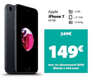 Promotions Apple iphone 7 64 gb - Apple - Valide de 03/01/2021 à 05/02/2021 chez Base