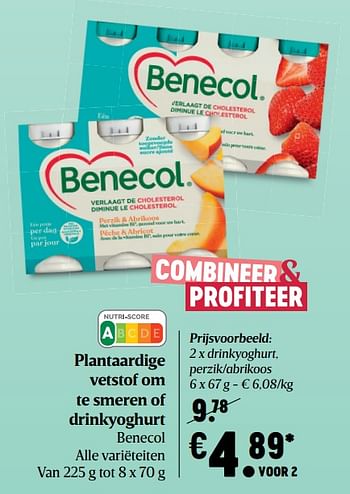 Promotions Drinkyoghurt, perzik-abrikoos - Benecol - Valide de 07/01/2021 à 13/01/2021 chez Delhaize