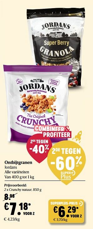 Promoties Ontbijtgranen jordans crunchy natuur - Jordans - Geldig van 07/01/2021 tot 13/01/2021 bij Delhaize