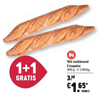 Promoties Wit stokbrood l`exquise - Huismerk - Delhaize - Geldig van 07/01/2021 tot 13/01/2021 bij Delhaize